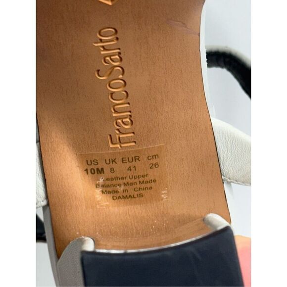 Franco Sarto Sandals Size 10 Gray Leather Ankle‎ Strap Open Toe Block Heel - Picture 9 of 11
